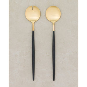 Luxurious Brass Salad Spoon Set 2 Matte Brushed Finishing Modern Eco-Friendly Bulk <b>Flatware</b> - Product Image 4