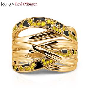 แหวนแฟชั่น "Quicksand Leopard Shadow" รุ่น Jeulia X Leyla ดีไซน์เชื่อมต่อกัน - Product Image 1