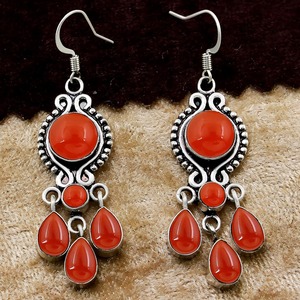 Carnelian Garnet Gemstone <b>Earrings</b> 925 <b>Sterling</b> <b>Silver</b> Trendy Women's Dangle <b>Earrings</b> for Wedding Party Gift - Product Image 2