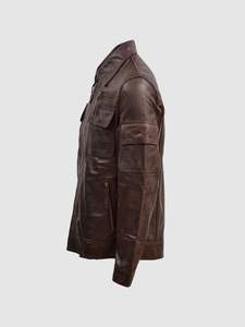 Chaqueta de Cuero Clásica, Forro de Seda Acolchado Resistente al Viento, Chaqueta de Invierno de Cuero Estilo Motociclista para Hombre - Product Image 2