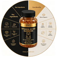 Gummies SYC BIO Vitamine K2+D3 pour améliorer l'immunité, naturelles, 60 unités, complément alimentaire quotidien pour adultes