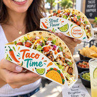 Support à tacos en carton écologique, imprimé sur mesure, boîte d'emballage jetable pour restauration rapide, conteneur biodégradable à emporter, en gros