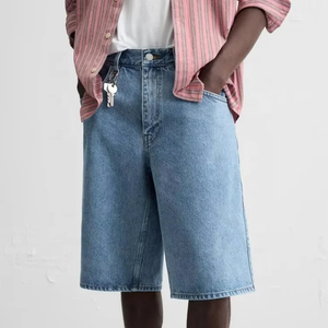 กางเกงขาสั้นผ้ายืดเอวสูงของผู้ชายแฟชั่นฤดูร้อนกางเกงขาสั้นผ้ายีนส์ระบายอากาศได้ดีผ้าถักทรงตรงดีไซน์สำหรับเล่นโยคะ - Product Image 4