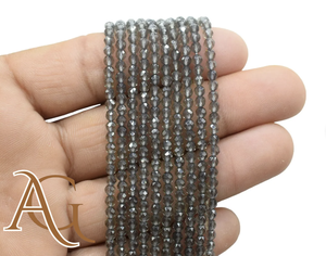 Perles rondes facettées synthétiques de couleur noir anthracite, perles rondes en vrac de Chine pour la fabrication de bijoux, quartz 4 mm 6 mm 8 mm - Product Image 1