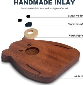 Posavasos de Madera de Sapele Mini, Cuadrados Clásicos con Incrustaciones de Madera, 4x4 Pulgadas, Impermeables, con Grabado en Relieve, Juego de Posavasos para Mesa de Centro o Comedor - Product Image 5