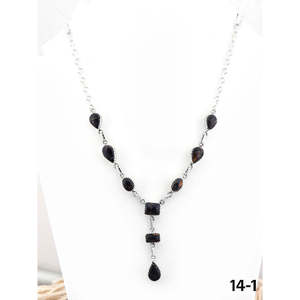 Collar de Plata de Ley Negro Hecho a Mano del Suroeste con Ónix, Perlas, Gota de Agua, Ancla y Cuentas Numéricas – Regalo Religioso Clásico y de Moda - Product Image 1