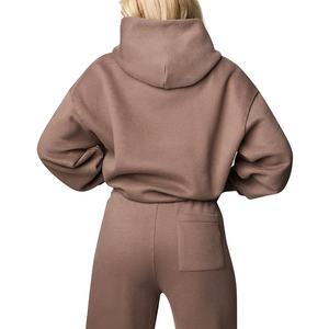 Trajes de chándal ligeros de marca privada para mujer, chándales de gran tamaño para mujer al por mayor en stock, chándales de algodón 100% - Product Image 6