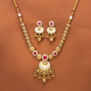 Ensemble de collier antique Meenakari avec ensemble de collier de mode en plaqué or mat - Product Image 4