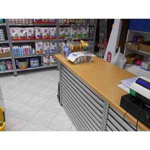 Corda L 320 cm bancone vendite H 105 cm Top W 60 cm acciaio metallo plastica per uso supermercato - Product Image 3