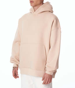 Oversized Heavyweight Hoodie Men 100 Cotton <b>Thick</b> <b>Fleece</b> Streetwear Pullover Plain Sweatshirt - Product Image 2
