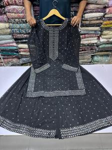 Tenue ethnique pakistanaise Readymade pour femmes Sharara Kurti ensemble avec Dupatta indien Georgette tissu broderie travail mariages - Product Image 4