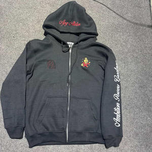 Sweat-shirt à capuche unisexe 100% coton avec fermeture éclair, vente en gros, logo personnalisé, sweat-shirt à capuche en polaire pour l'hiver, tissu doux - Product Image 2