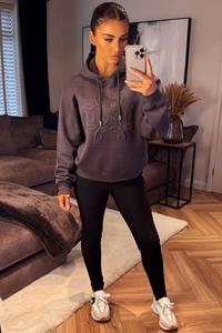 เสื้อฮู้ดแขนยาวสำหรับผู้หญิงเสื้อฮู้ดแขนยาวพิมพ์ลายพัฟทันสมัย - Product Image 3