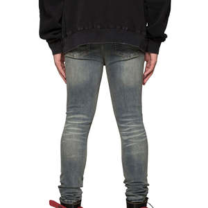 Nouveau jean homme vintage noir, coupe slim, extensible, effet ciré, de haute qualité - Product Image 2