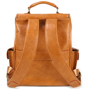 Large Capacity Waterproof Multi functional PU Leather Men's Laptop <b>College</b> <b>Backpack</b> Vintage Simple Durable - Product Image 3