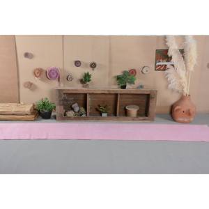 Tapis turc vintage en laine rose de 2x12 pi, tissage plat moderne, design patchwork pour décorations de salon avec support en latex - Product Image 1