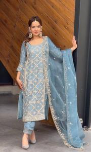 New Designer Fully Stitched Traditional <b>Indian</b> Pakistani Party Wear Set Faux Georgette Fabric <b>Top</b> Palazzo Dupatta - Product Image 4