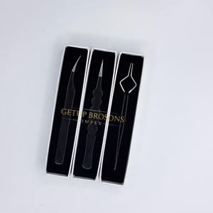 Pinzas para Extensión de Pestañas de Acero Inoxidable, Pinzas de Aislamiento con Punta de Fibra, Recubrimiento en Polvo Negro Brillante, Herramienta Profesional para Pestañas - Product Image 1