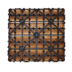 * OUTLET * 10 pezzi di piastrelle da giardino in plastica, 30x30x2,3 cm, pavimenti in legno carbonizzato per esterni, Color legno chiaro - Product Image 4
