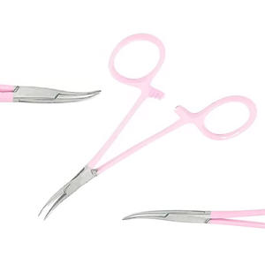 Premium Pet Hair-Tick Puller 5 "Curved" Fine "Poignée de verrouillage" Rose "Couleur - Product Image 4