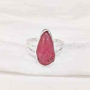 Bijoux en pierre brute Bague pour femme Pierre précieuse rubis brut naturel Pierre de naissance juillet Bande à pois Bijoux faits à la main Bague en argent sterling 925 - Product Image 3