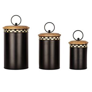 Prix de gros Boîte carrée galvanisée Design imprimé doré avec couvercle en bois Stockage en métal ENSEMBLE DE 3 Boîtes en fer blanc - Product Image 4