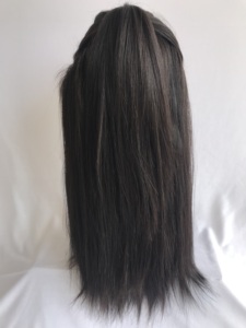 Venta al por mayor 100% Virgen crudo indio templo pelo de alta calidad Natural recto Peluca de encaje completo para las mujeres negras 18 'vendedor indio - Product Image 3