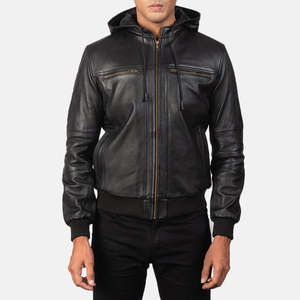 Men's Bouncer Biz Reversible Bomber <b>Jacket</b> Black Leather Cow Hide XS-Street College Zippered Closure Chenille Embroidery PU - Product Image 3