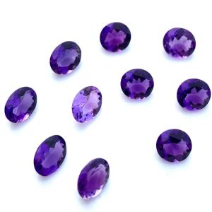 Lot de pierres précieuses à facettes en améthyste naturelle de forme ovale pour la fabrication de bijoux - Product Image 1