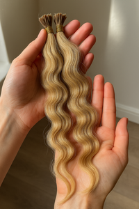 Extensiones de cabello rubio gris de lujo I-Tip 100% cabello humano Remy para un aspecto natural sin costuras - Product Image 5