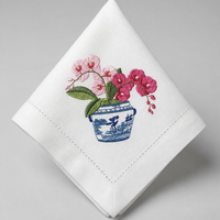 Serviettes de table brodées personnalisées vert céladon Phalaenopsis, serviettes en tissu de style oriental de luxe pour restaurant et événements