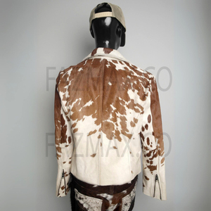 แจ็กเก็ตหนังวัวสำหรับผู้หญิงแจ็คเก็ตหนังวัวแบบใหม่ระบายอากาศได้พิมพ์ลายวัวธรรมชาติ - Product Image 5