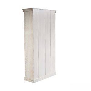 Handcrafted Solid Teak <b>Wood</b> White Distressed Coastal Tall Bookcase Cabinet 4 <b>Shelves</b> Storage Furniture for Living Room and Hotel - Product Image 3