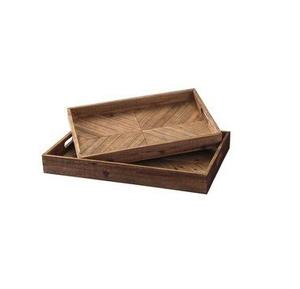 Ensemble de 2 plateaux de grande taille en bois de qualité supérieure au design fabuleux plateau de service pour café et thé de fournisseurs en vente libre - Product Image 1
