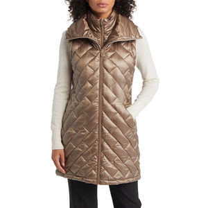 Chaqueta de poliéster 100% acolchada transpirable a prueba de viento para mujer, sin mangas, con cuello en V, cierre de cremallera, ropa exterior informal para cuatro - Product Image 2