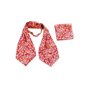 Conjunto de Pañuelo y Cravat Ascot de Seda Roja y Blanca con Estampado de Puntos, Accesorio Masculino para Regalo - Product Image 3