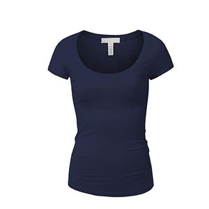 Camiseta de algodón informal para mujer, cuello redondo, manga corta, ajustada, transpirable, suave, cómoda, esencial, básica, de uso diario, Verano - Product Image 3