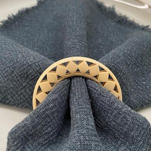 Anneaux de serviette ronds en bois de Style Boho décor de Table cercle évidé pour les mariages fêtes tables à manger de noël - Product Image 5