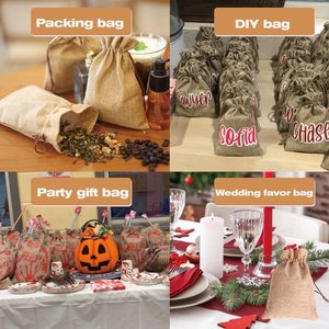 ถุงของขวัญขนาดเล็กถุงผ้ากระสอบที่มีเชือกดึงนำมาใช้ใหม่ได้ถุงปอกระเจาสำหรับงานวันเกิดงานแต่งงานงานปาร์ตี้วันฮาโลวีนเทศกาลคริสต์มาส - Product Image 5