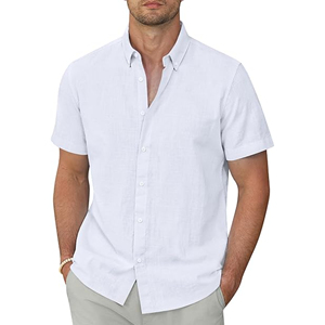 Camisa abotonada de media manga para hombre Diseño formal ajustado adecuado para uso comercial de oficina y opciones de bordado de logotipo - Product Image 1