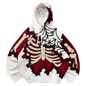 Skeleton New Fashion Sudaderas con capucha para hombre Ropa de calle informal cómoda con esqueleto Logotipo frontal de color sólido Esqueleto - Product Image 6