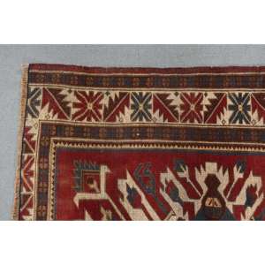 Alfombra Turca Vintage, Alfombra de 4,9x6,2 pies, Alfombra de Lana con Puntos Rojos y Azules - Product Image 4