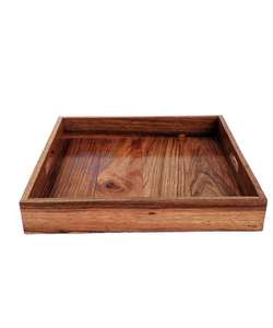 Plateau de service octogonal en bois d'acacia gris fait à la main poignées en métal doré enduit de poudre pour la décoration de la maison de la cuisine - Product Image 5