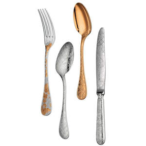 High-Quality 4 Pcs <b>Stainless</b> <b>Steel</b> <b>Cutlery</b> Set with Flower Printed Handles in Stylish Rose Gold Modern American Design - Product Image 4