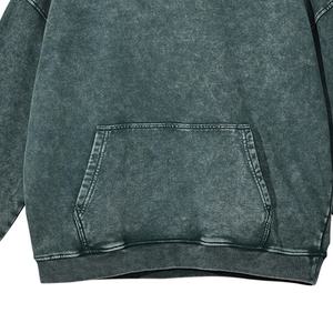 Sudadera con capucha de algodón cálida para invierno, ropa de calle de gran tamaño, técnica de lavado de piedra ácida a la moda, bordado, ajuste holgado sólido - Product Image 5