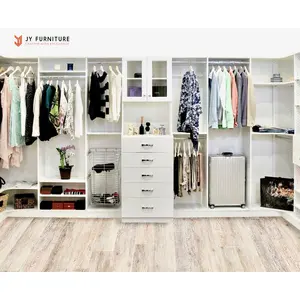 ตู้เสื้อผ้าทันสมัยสำหรับห้องนอน ห้องแต่งตัว ตู้เสื้อผ้าแบบวอล์กอิน ตู้ราคาประหยัด ออกแบบ OEM ฮาร์ดแวร์หรูหราและใช้งานได้จริง - Product Image 1