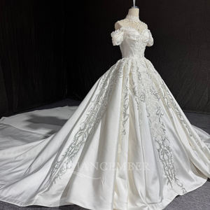 Robe de mariée de luxe en satin Jancember MN295, col haut, robe de mariée perlée, robe de bal, Vestido De Novia, <span class=keywords><strong>mariage</strong></span> royal - Product Image 2