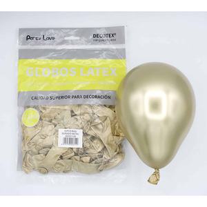 Ballons en latex Party Love 12cm dorés métallisés pour décoration - Product Image 1