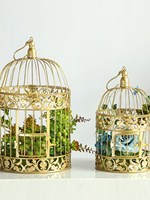 Cage à oiseaux en or fiançailles mariage porte-cartes dîner pièce maîtresse décoration cage à oiseaux en bois étanche à l'eau bricolage grand perroquet en bois