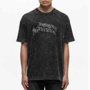 Vente chaude T-shirt lavé à l'acide pour hommes respirant Street Wear 100% coton tricoté tissu léger - Product Image 6